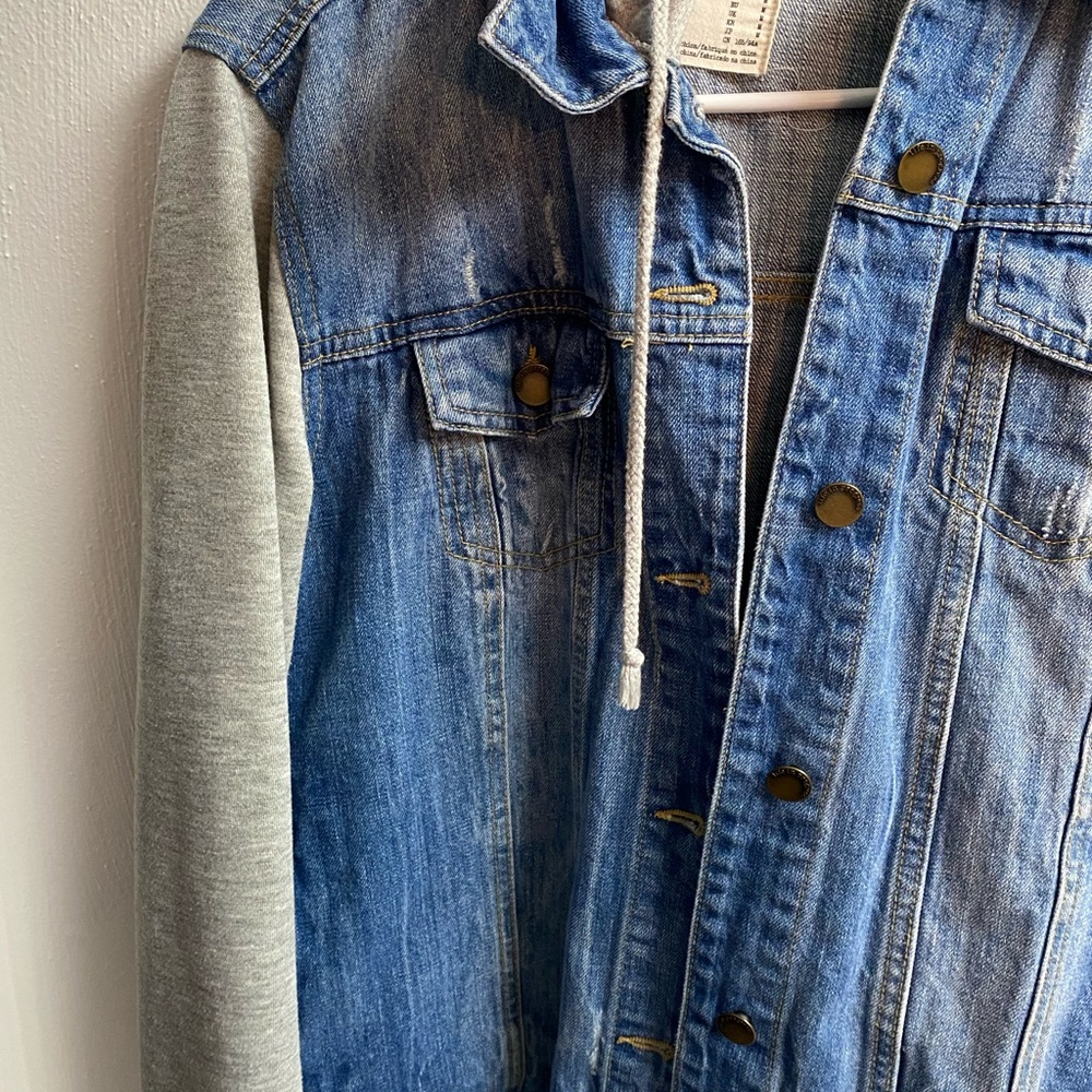 Life In Progress Distressed Button Up Jean Jacket - image 6